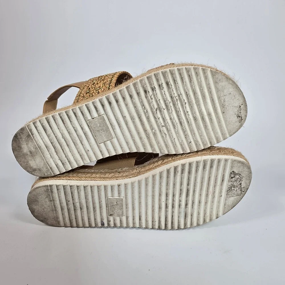 Sun + Stone Karli Sandals Womens 9M Tan Gold Espadrille Platform Boho Festival